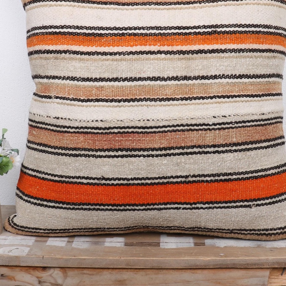 Striped Orange and Brown pillow Cover